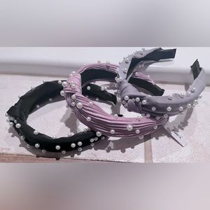 🌼3for15🌼NWT Francesca’s 3 wide headbands with pearl accents(grey, black,pink)